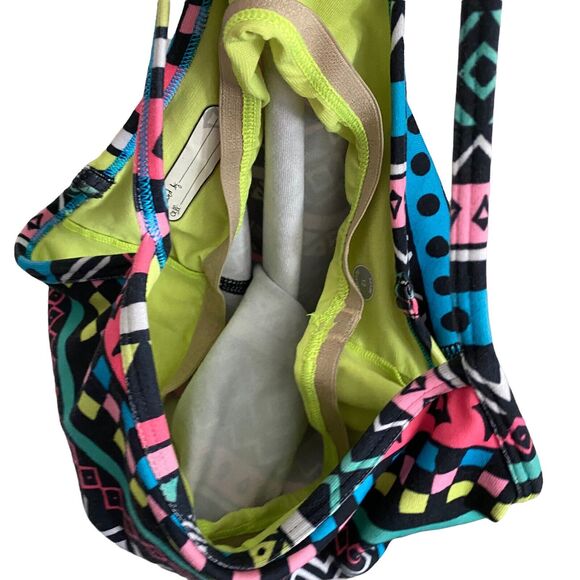 Ivivva Girls Size 12 Tank Top Racerback Y Strap Logo Aztec Printed Black Shelf - Picture 4 of 9